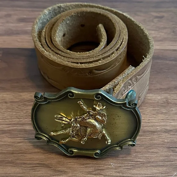 VTG 1978 Raintree Rodeo Equestrian Cowboy Belt With Brass Buckle - Picture 11 of 11
